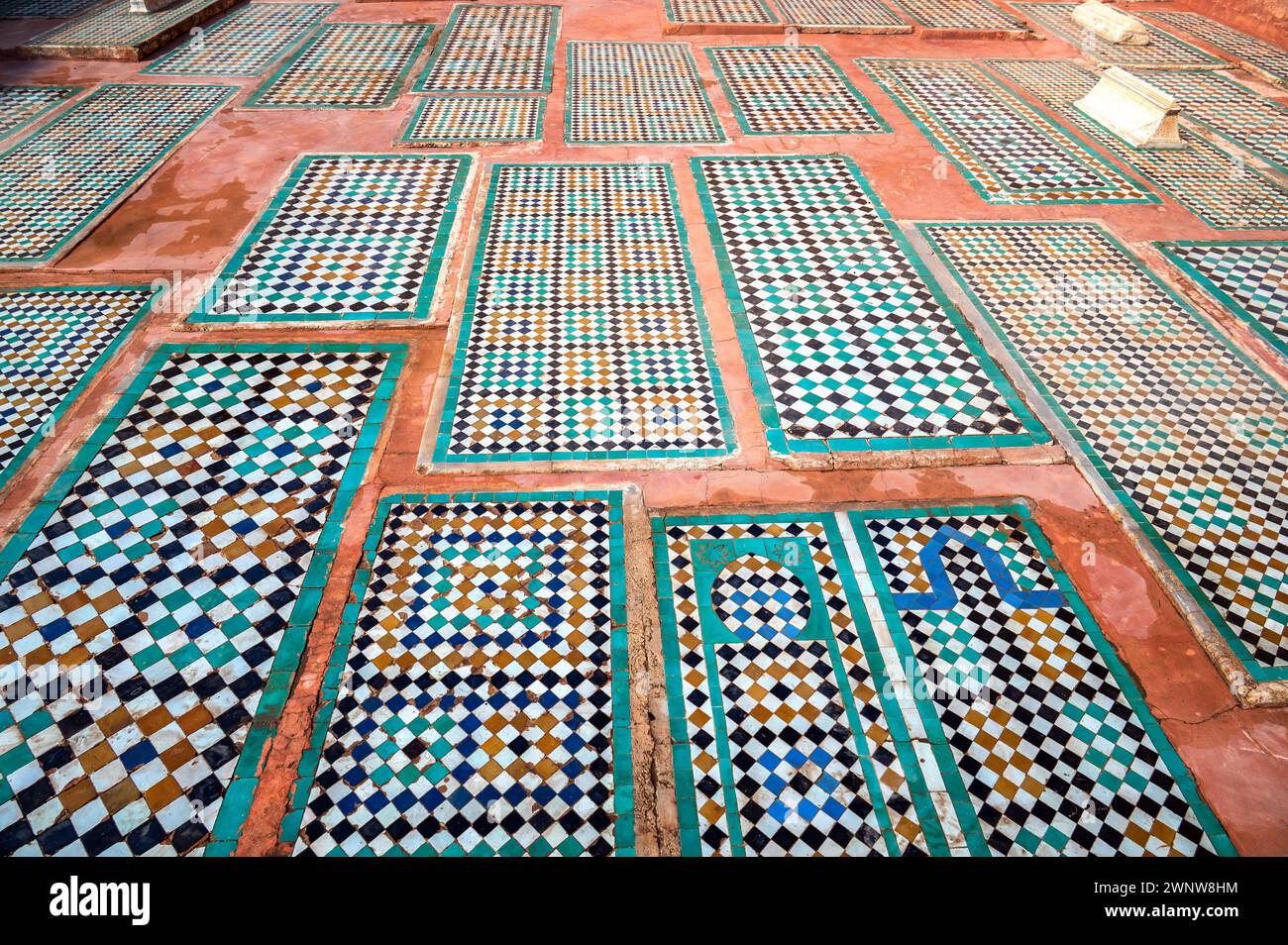 Blick auf die saadischen Gräber in Marrakesch, Marokko Stockfoto