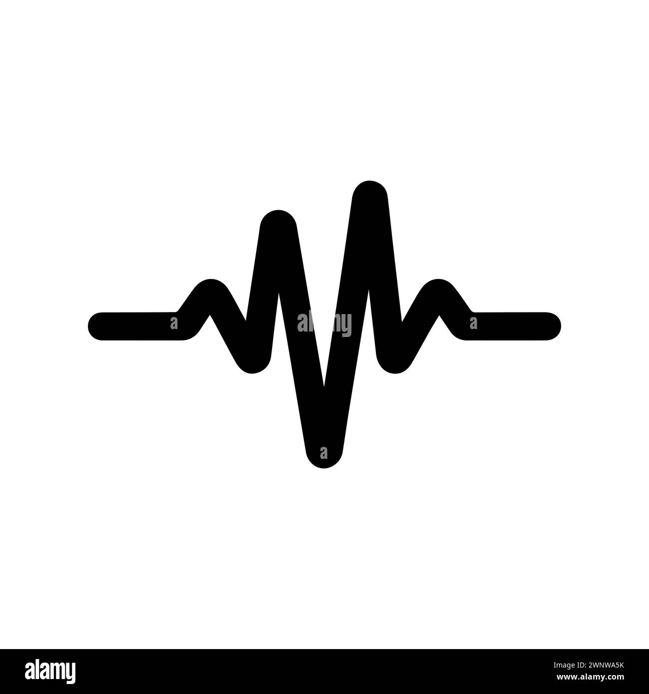 Heartbeat-Symbol. Schwarzes Herzfrequenzsymbol isoliert. Medikal-EKG-Symbol. Vektorabbildung. Stock Vektor