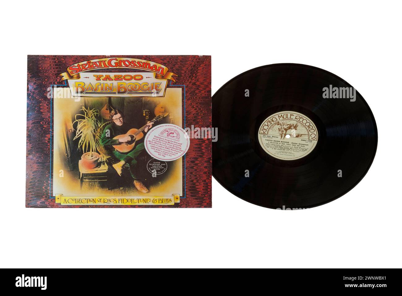 Stefan Grossman Yazoo Basin Boogie Vinyl-Album-Cover isoliert auf weißem Hintergrund - 1977 - eine Sammlung von Lumpen, Fiddle Tunes & Blues Stockfoto