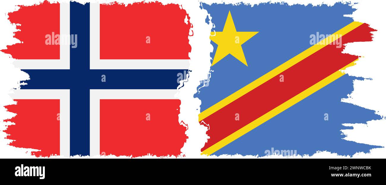 Kongo - Kinshasa und norwegische Grunge Flags Verbindung, Vektor Stock Vektor