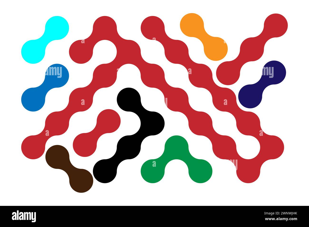 Abstrakte Punktbewegung verbundene runde Blobs Übergangsmetaballs. Stock Vektor