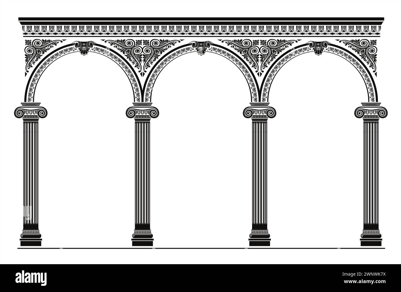 Klassische Arkadenwand kolonade-Fassade Stock Vektor