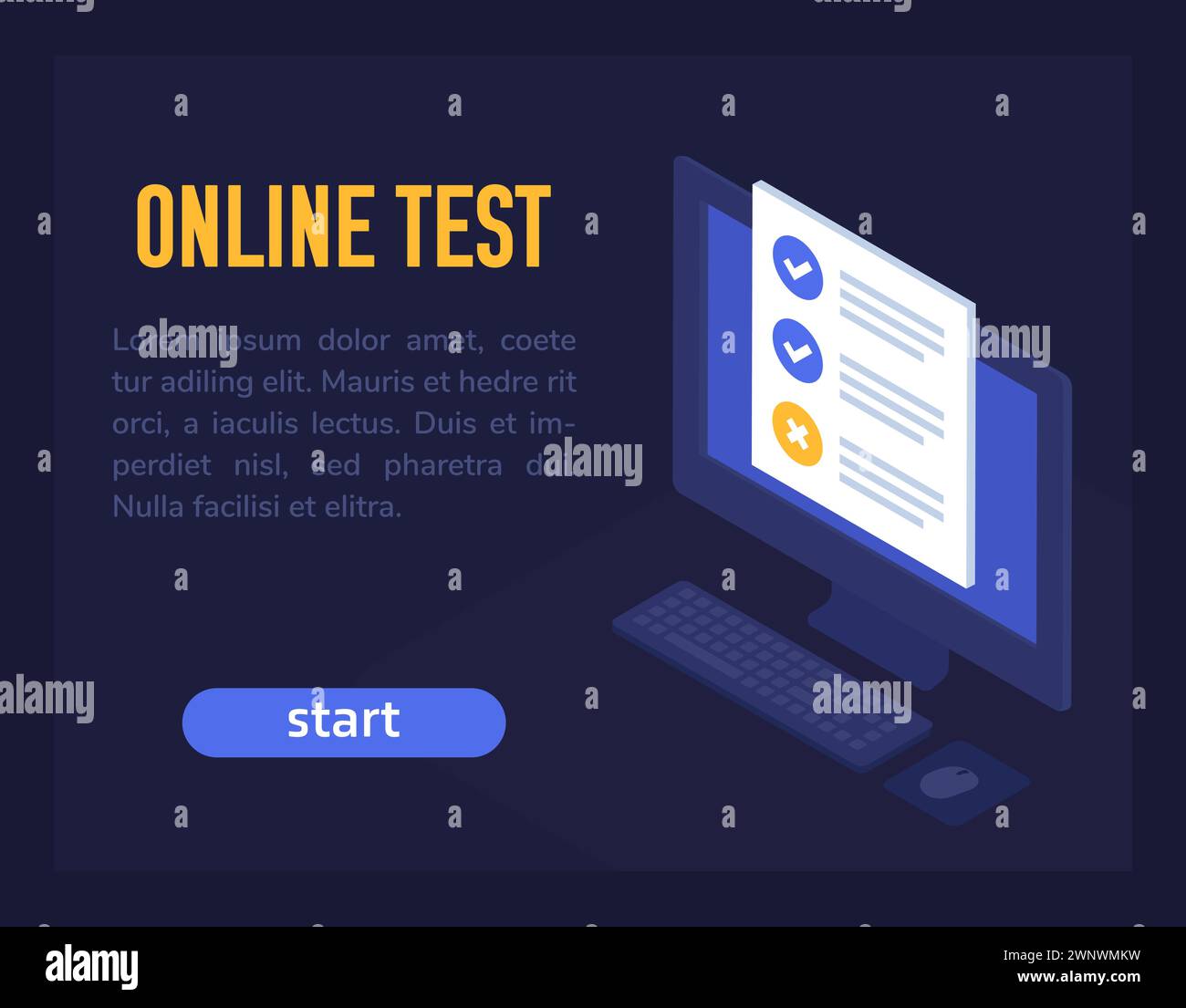 Online-Test-Vektor-Bannerdesign für Web Stock Vektor