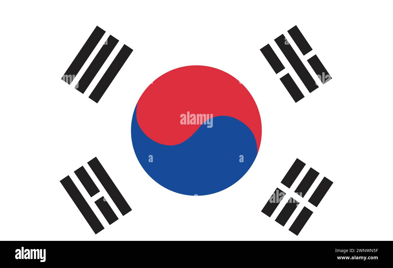 Nationalflagge Südkorea, Hintergrund Südkorea Stock Vektor