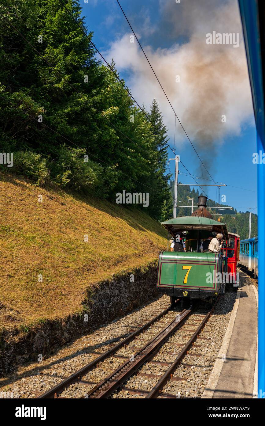 Die legendäre Lokomotive Nr. 7, gebaut 1873 in Goldau, Schweiz. Stockfoto