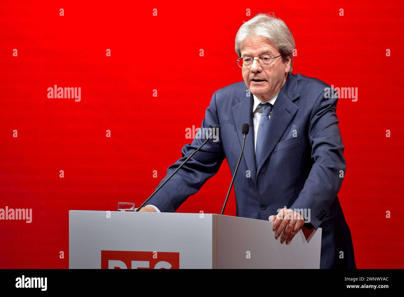 Rom, Italien. März 2024. Paolo Gentiloni während des Wahlkongresses der Partei der europäischen Sozialisten (SPE) vor den bevorstehenden Europawahlen 2024 am 2. März 2024 in Rom Credit: dpa/Alamy Live News Stockfoto