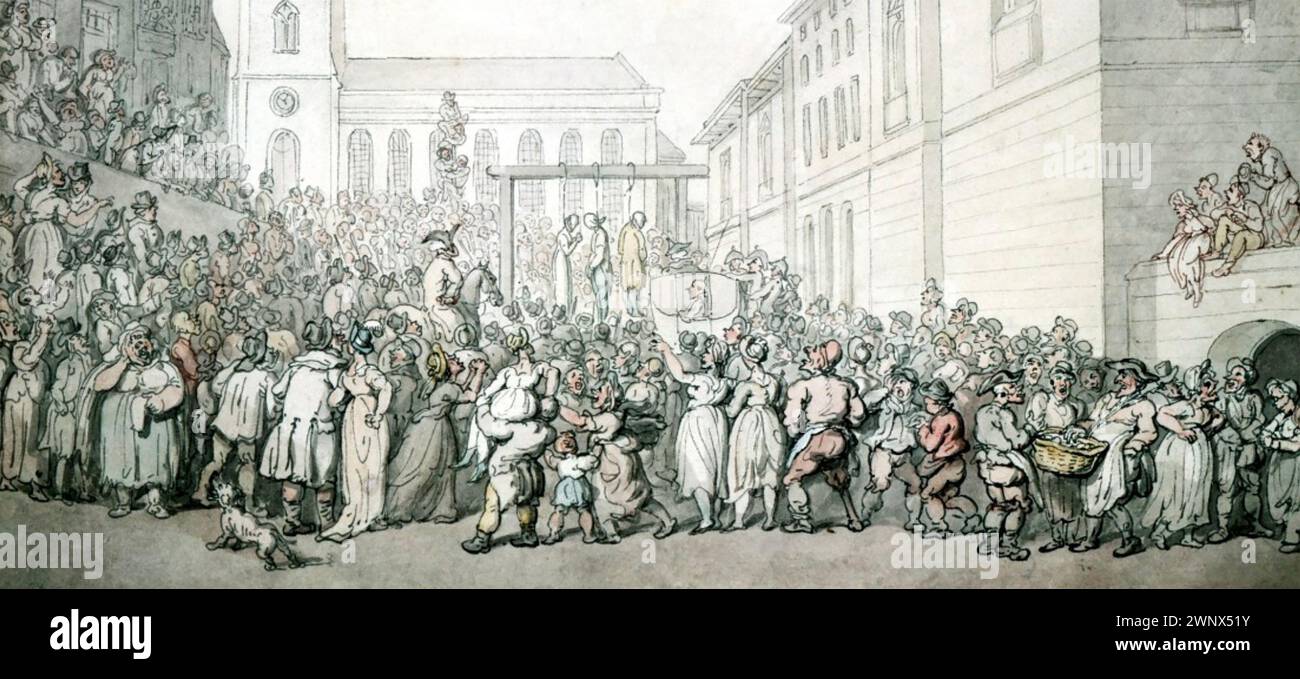 ÖFFENTLICHE HINRICHTUNG IM NEWGATE-GEFÄNGNIS, London, um 1790 Stockfoto