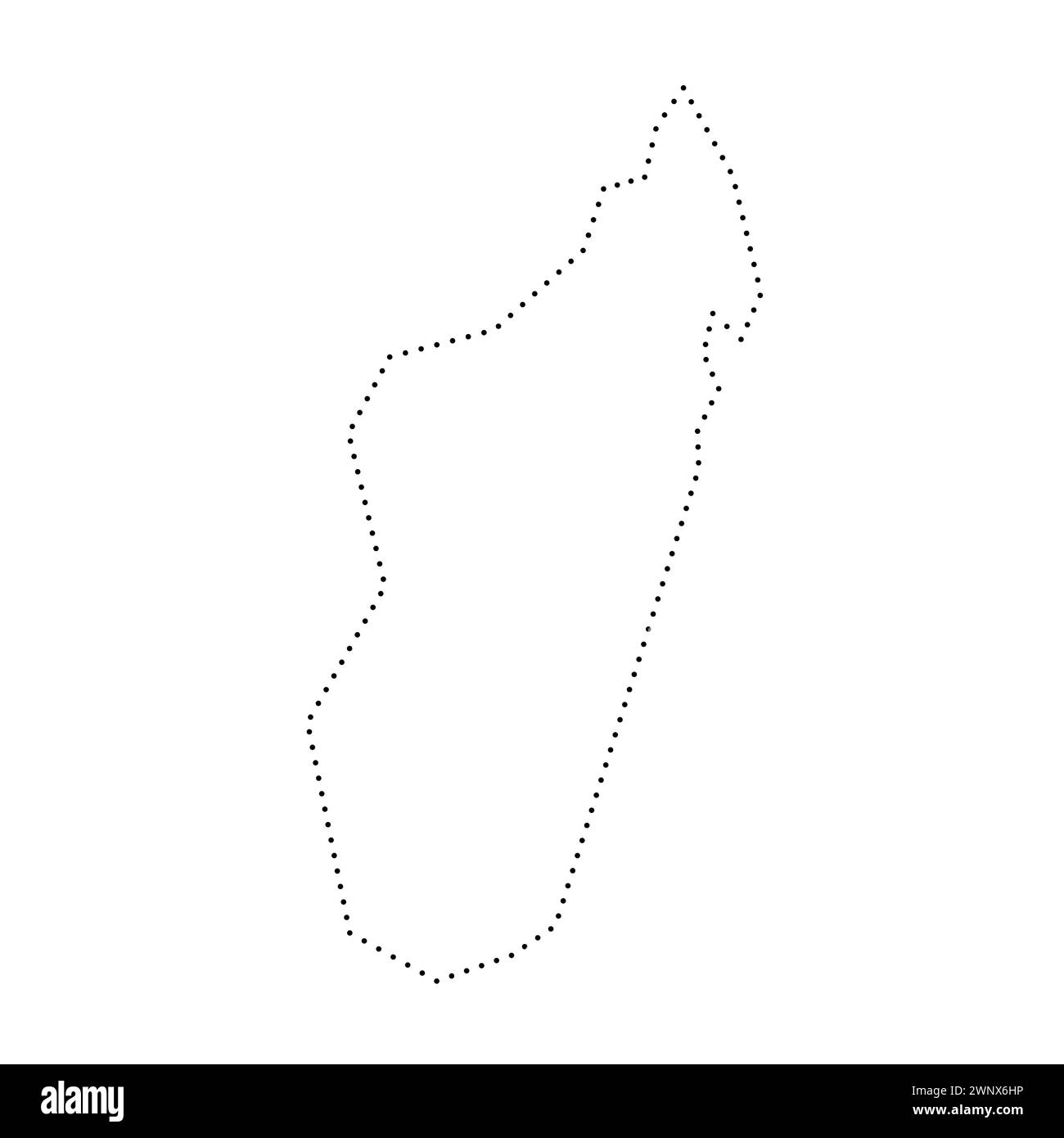 Vereinfachte Landkarte Madagaskar. Schwarz gepunktete Kontur. Einfaches Vektorsymbol. Stock Vektor