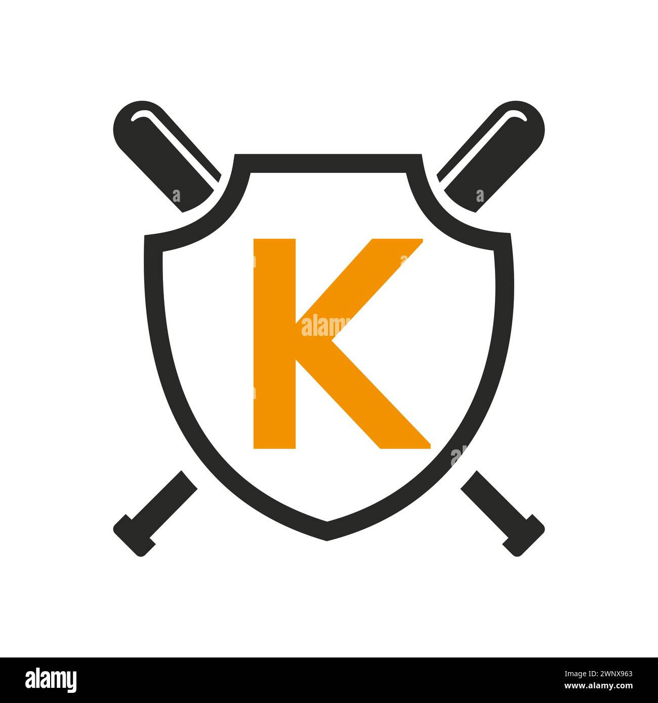 Letter K Baseball Logo Design Vektor Vorlage. Baseball Club Symbol Stock Vektor