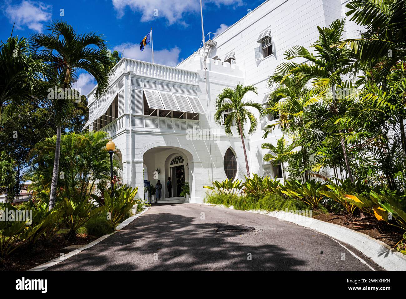 Das Barbadian State House, auch bekannt als Government House. Das 1755 erbaute Herrenhaus aus dem 18. Jahrhundert ist die offizielle Residenz des Präsidenten von Barbados. Stockfoto