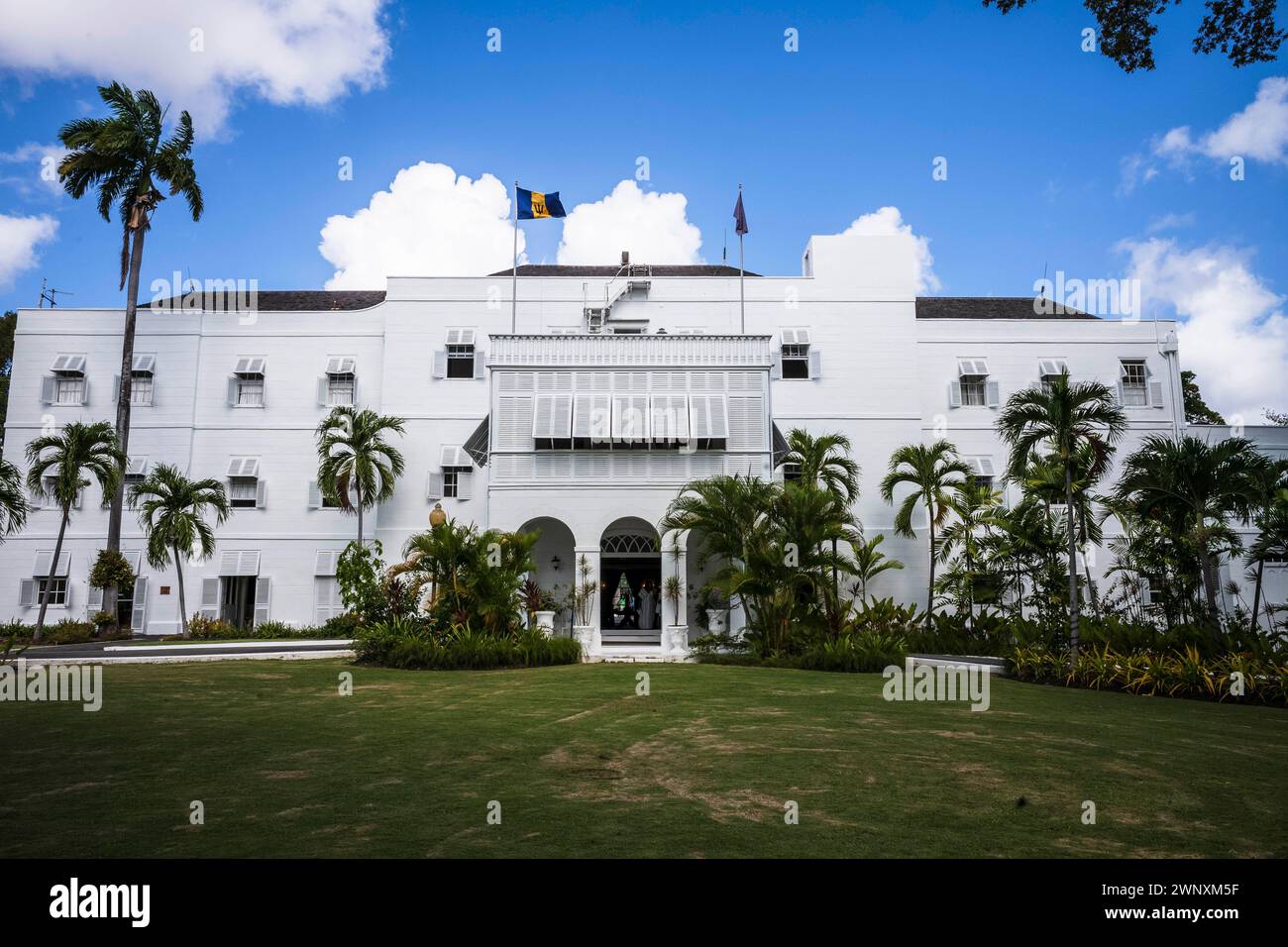 Das Barbadian State House, auch bekannt als Government House. Das 1755 erbaute Herrenhaus aus dem 18. Jahrhundert ist die offizielle Residenz des Präsidenten von Barbados. Stockfoto
