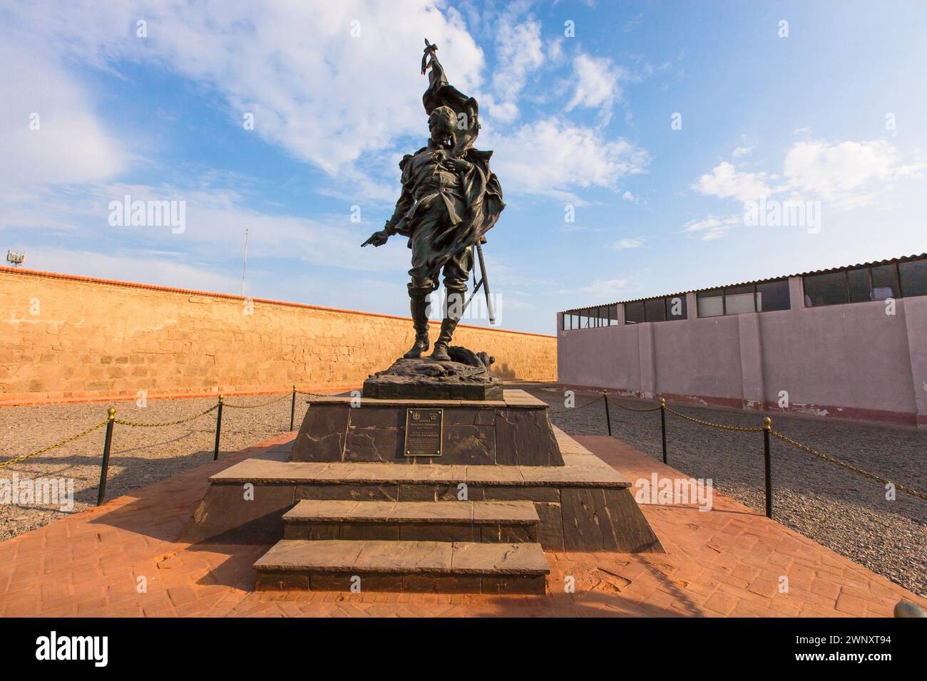 Denkmal für Francisco Bolognesi, Nationalheld, in der Festung des Königlichen Felipe, Lima Peru Stockfoto