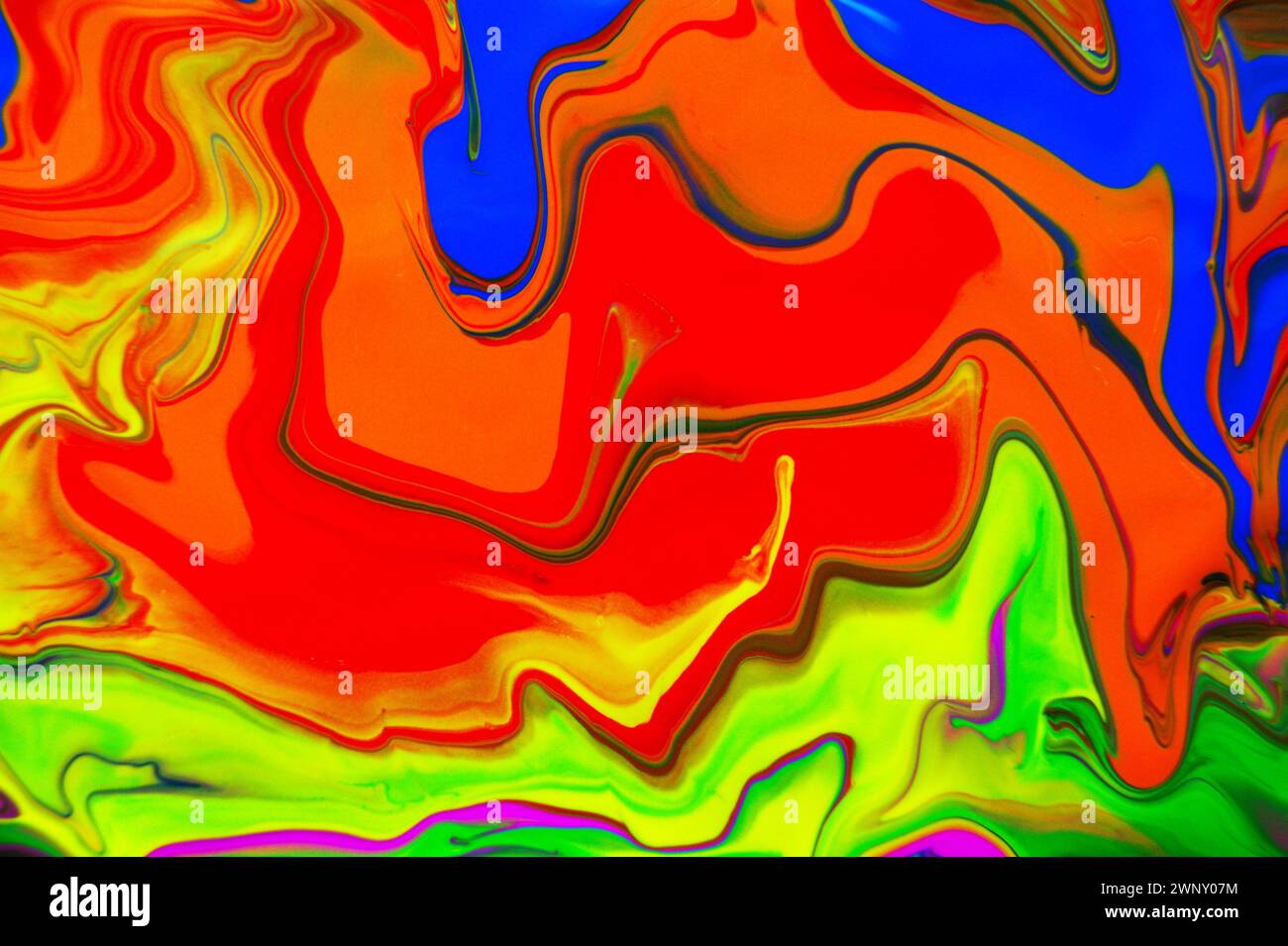 Einzigartiger abstrakter Hintergrund. Fließende Ölmischfarben. Stockfoto
