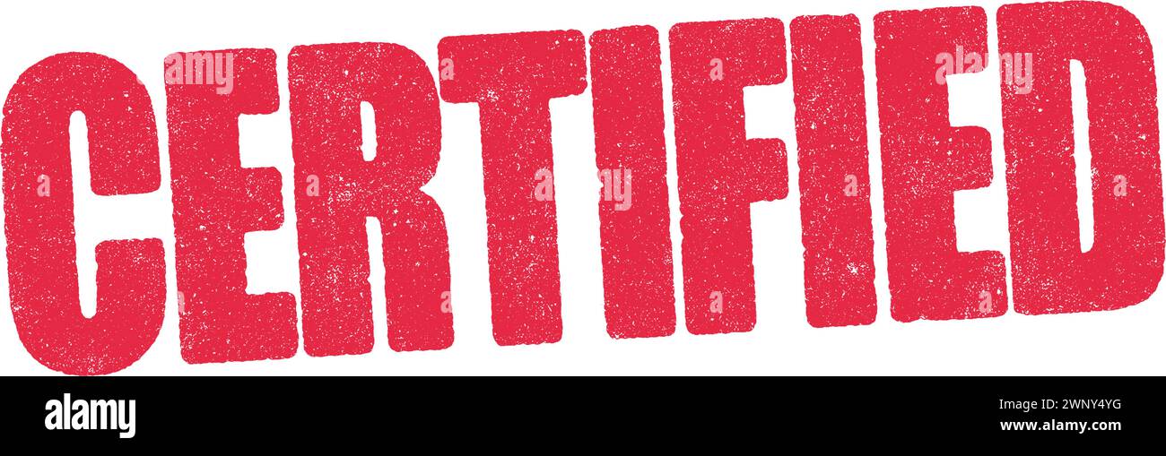 Vektorabbildung des Wortes Certified in roter Tinte Stock Vektor