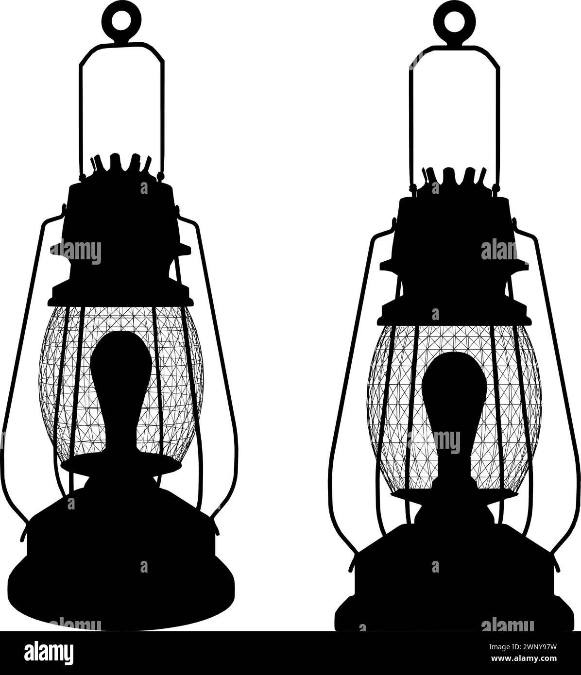 Hängende Vintage Taschenlampe Vektor. Eine Vektorillustration isoliert auf weißem Hintergrund. Stock Vektor