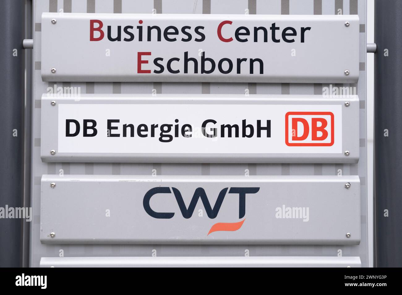 Business Center Eschborn, DB Energie GmbH, Tochtergesellschaft der Deutschen Bahn AG, CWT, modernes Bürogebäude, Coworking Space, flexibler Arbeitsplatz in Frankfu Stockfoto