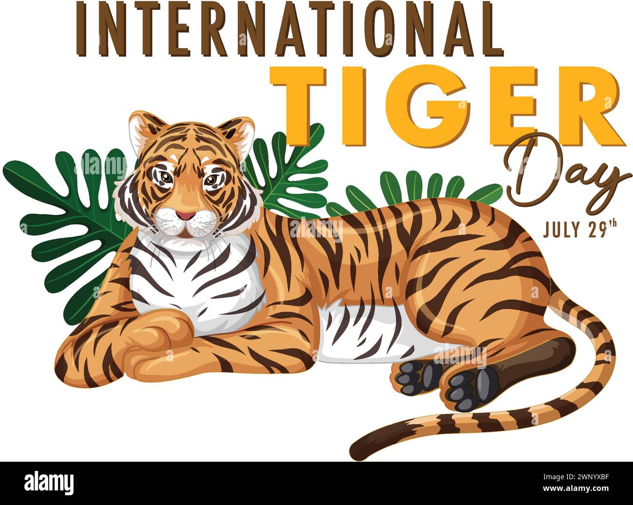 Vektor-Illustration zum Internationalen Tiger-Tag, 29. Juli Stock Vektor