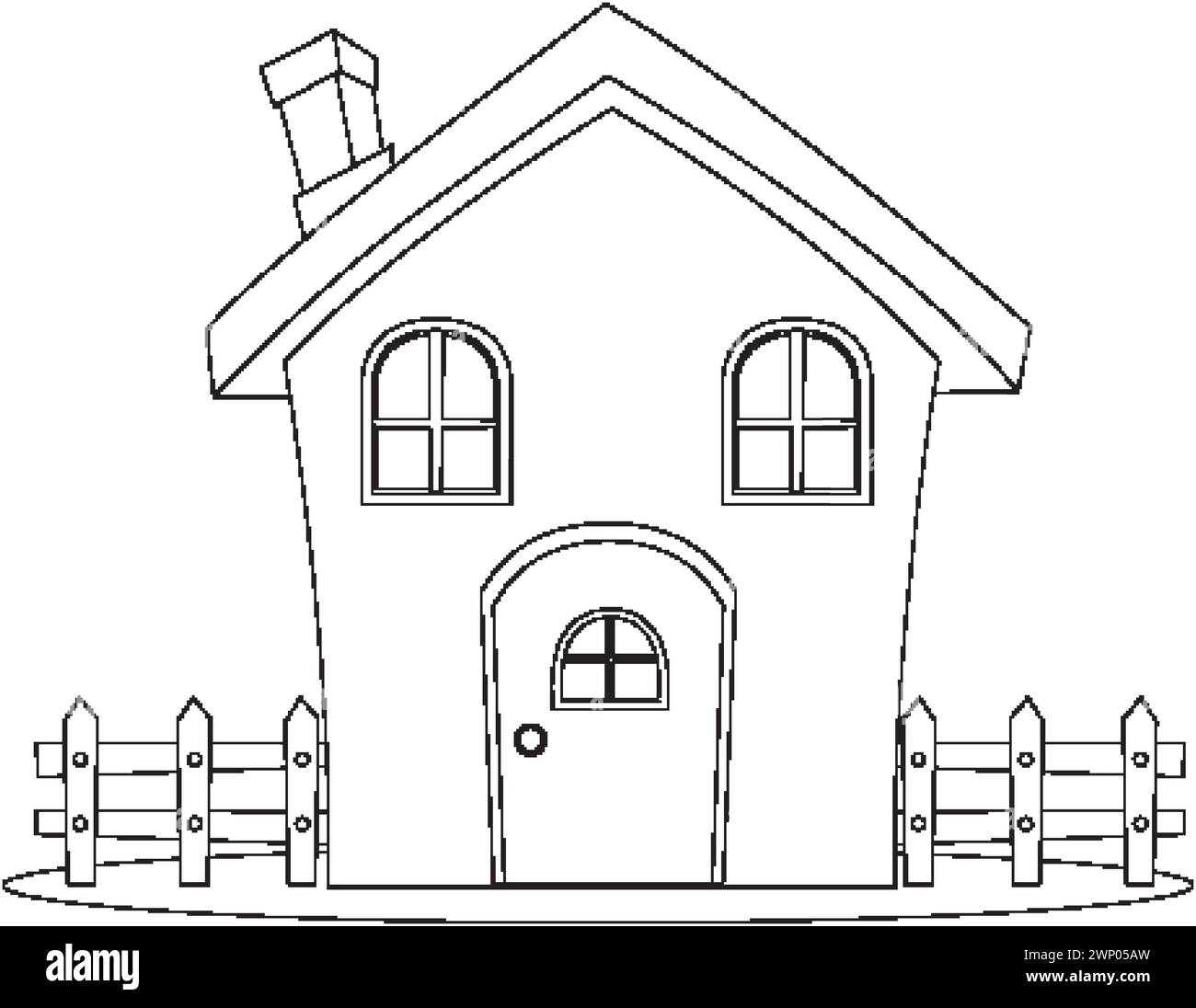 Einfache Linienzeichnung eines malerischen Hauses Stock Vektor