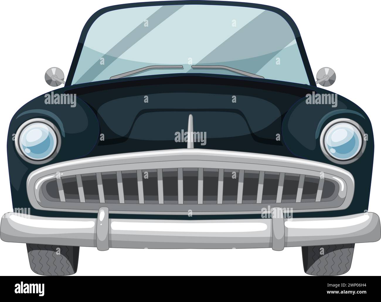 Vektor-Illustration der Vorderseite eines Oldtimers. Stock Vektor