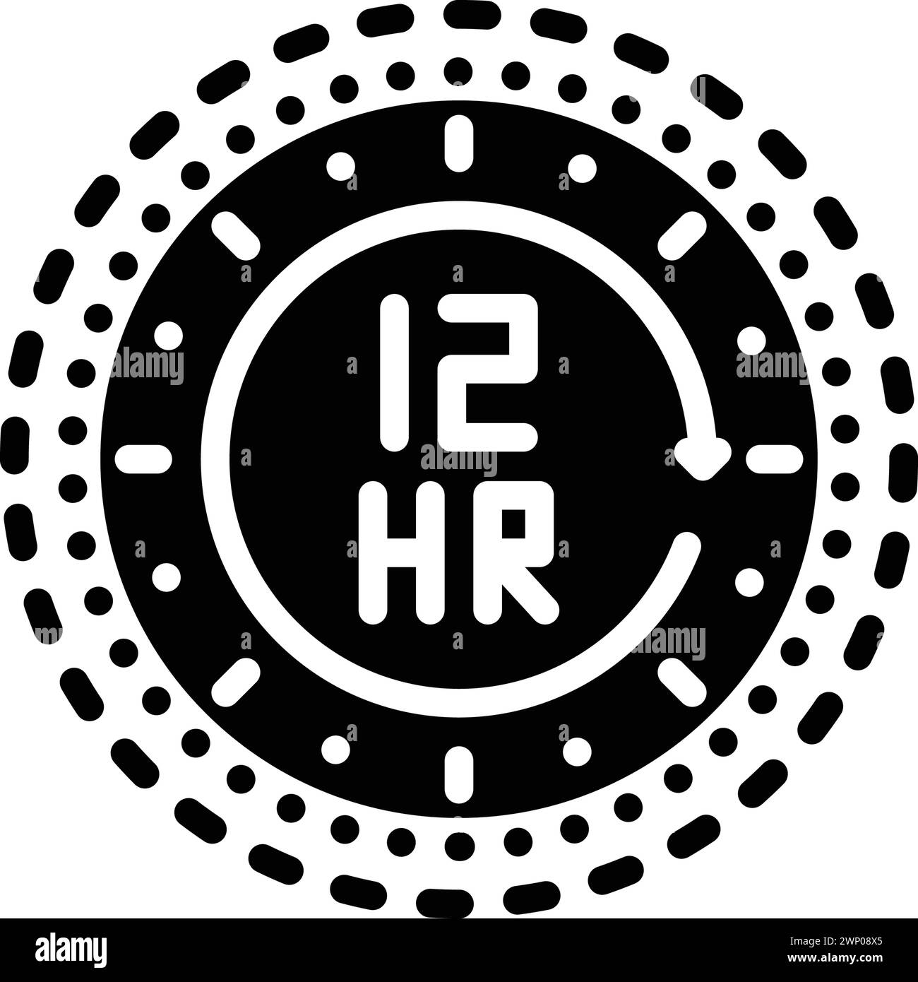 Symbol für 12 Stunden, Uhr Stock Vektor