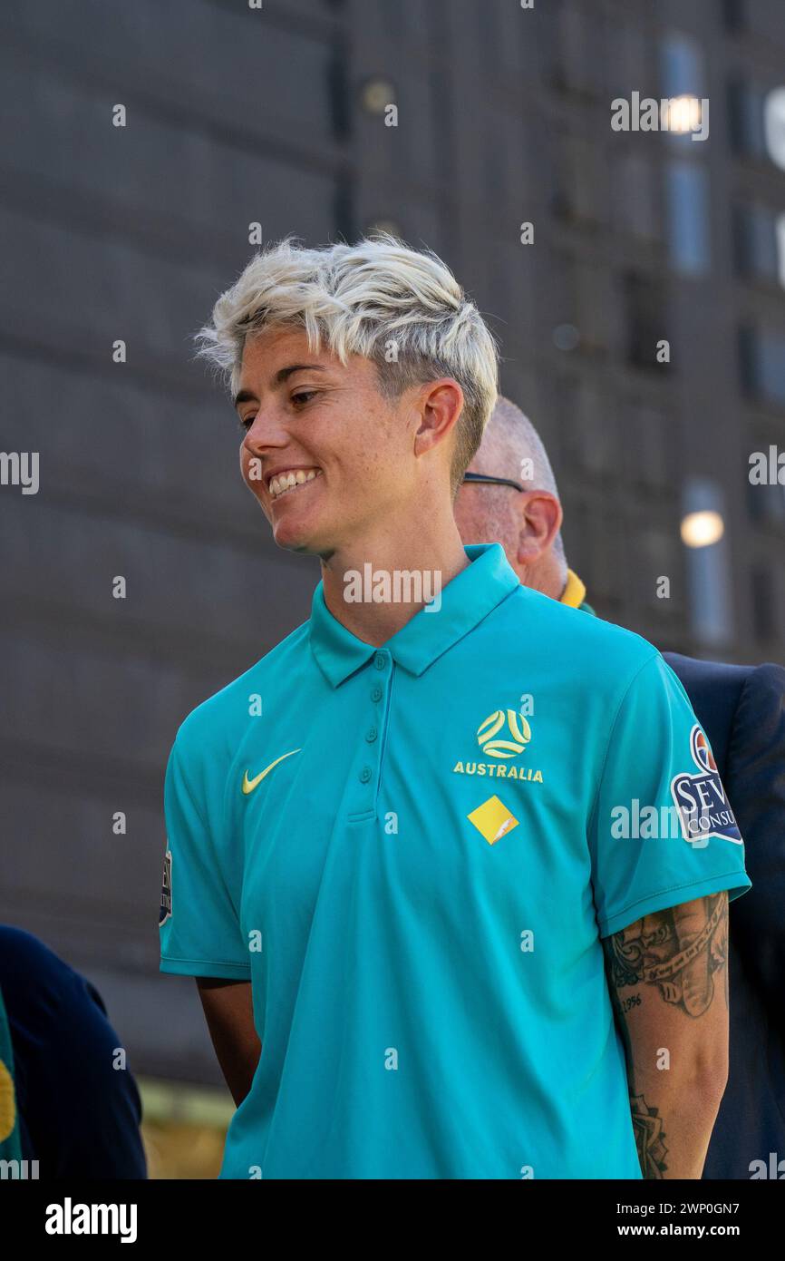 Adelaide, Australien. März 2024. Adelaide, Australien, 5. März 2024: Michelle Heyman (Australien) während der CommBank Matildas Pressekonferenz für die Til ITS Done Farewell Serie Ankündigung gegen China im Adelaide Oval in Adelaide, Australien (Noe Llamas/SPP) Credit: SPP Sport Press Photo. /Alamy Live News Stockfoto