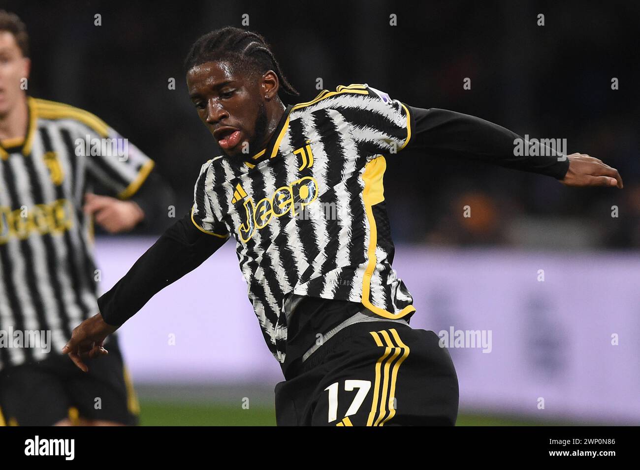 Neapel, Italien. März 2024. Samuel Iling-Junior von Juventus während des Spiels der Serie A zwischen SSC Napoli und Juventus FC im Stadio Diego Armando Marado Stockfoto