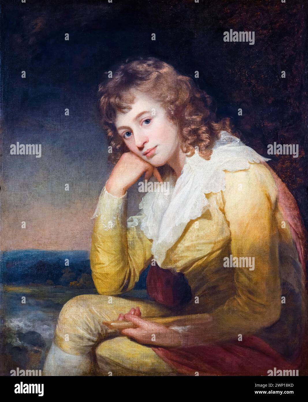 Dorothea Jordan (geb. Bland, 1761–1816) anglo-irische Schauspielerin, langjährige Geliebte von Prinz William, Herzog von Clarence (später König Wilhelm IV.). Porträtgemälde in Öl auf Leinwand von Sir William Beechey, um 1787 Stockfoto