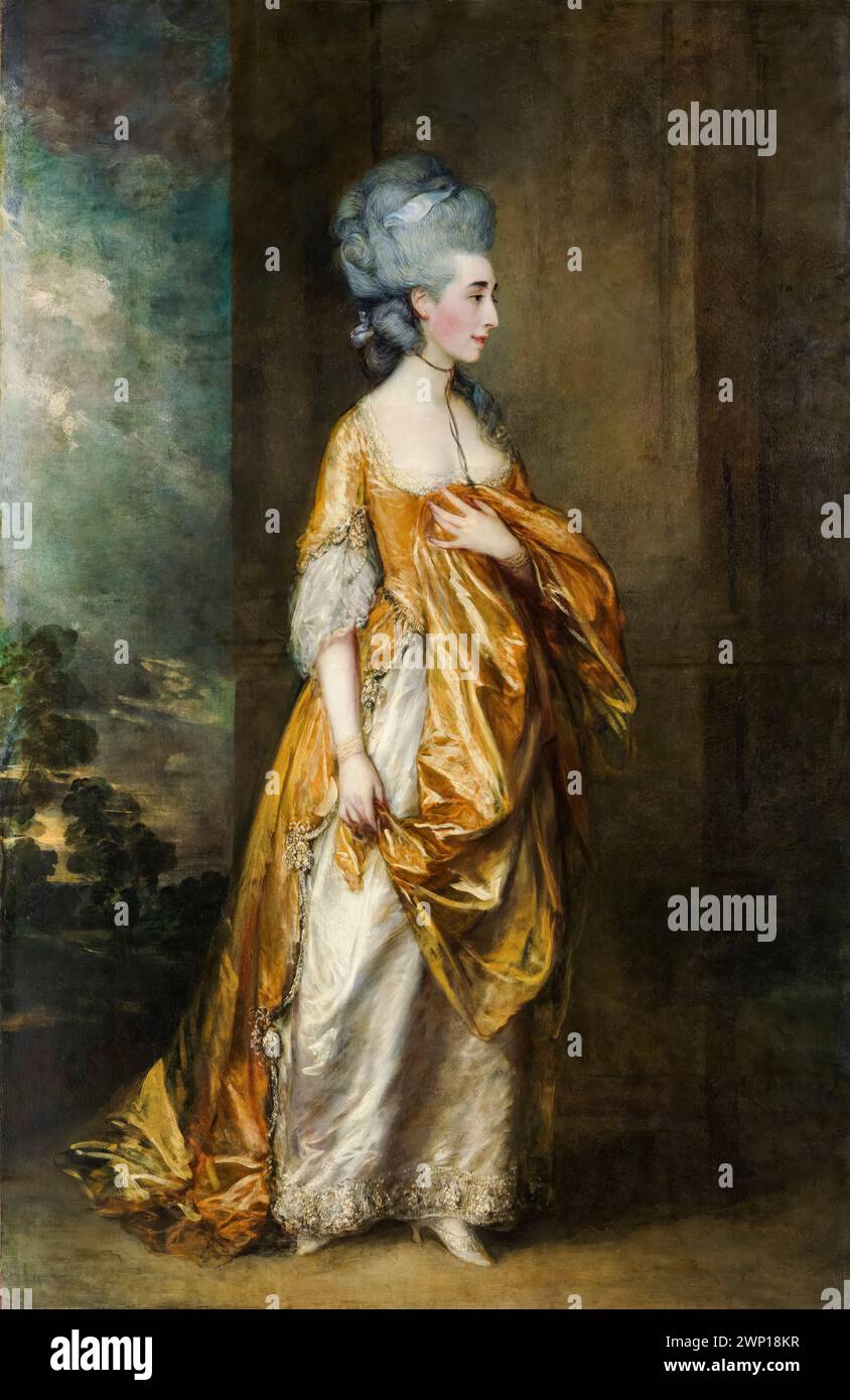 Grace Elliott (ca. 1754–1823) schottische Kurtisane, Schriftstellerin und Spionin, die während der Französischen Revolution in Paris lebte. Geliebte des Herzogs von Orléans und des zukünftigen Georg IV. Von Großbritannien, Porträtgemälde in Öl auf Leinwand von Thomas Gainsborough, 1778 Stockfoto