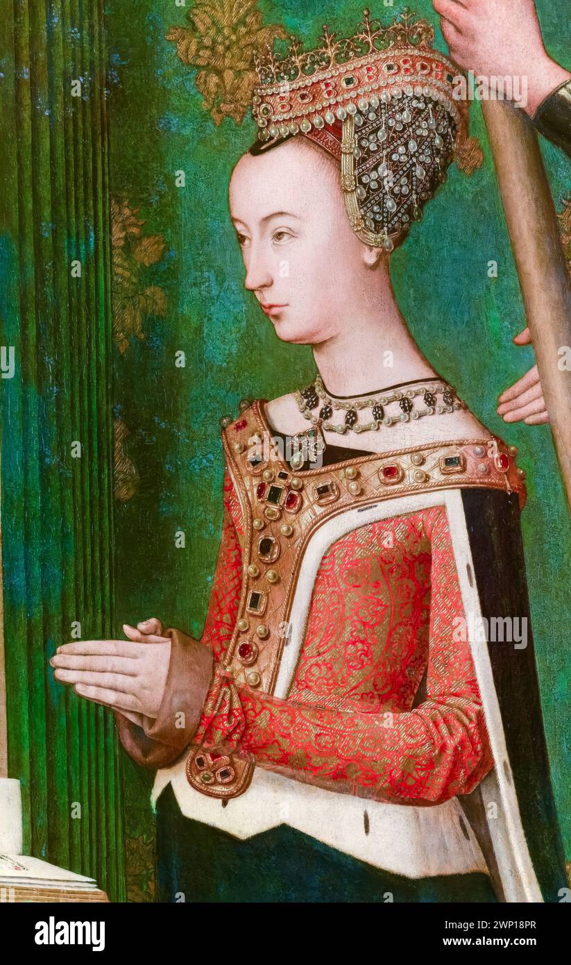 Margarete von Dänemark (1456–1486), Königin von Schottland 1469-1486 durch Heirat mit König Jakob III., Porträtgemälde in Öl auf Tafel von Hugo van der Goes, 1478 Stockfoto
