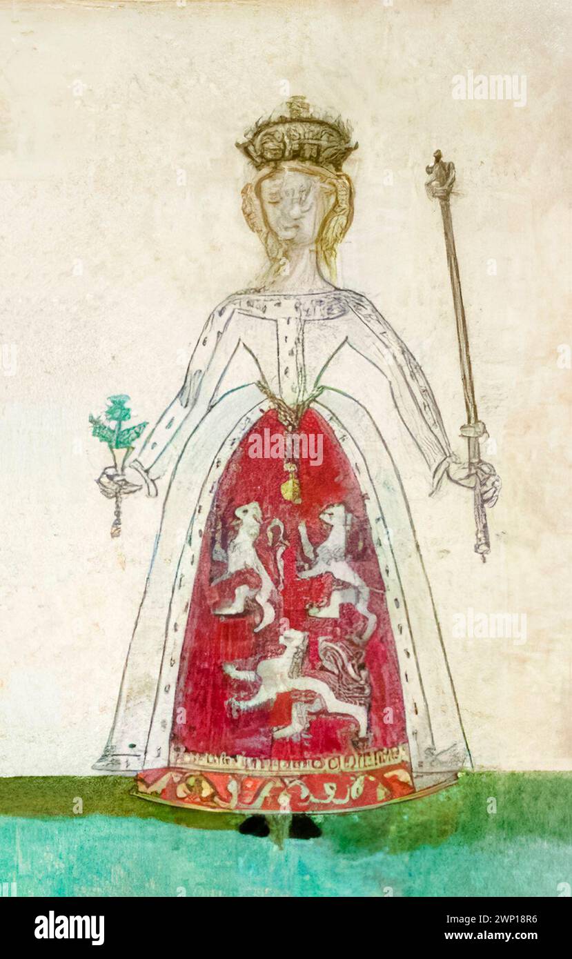 Euphemia de Ross (1329–1386) Königin von Schottland 1371-1386 als zweite Ehefrau von Robert II. Von Schottland, illustriertes Porträtbild, um 1562 Stockfoto