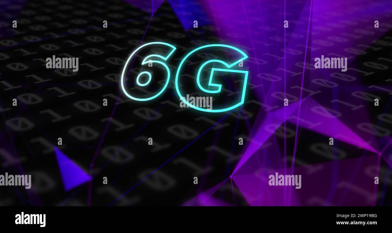 Bild von 6g-Text über Datenverarbeitung und Formen Stockfoto