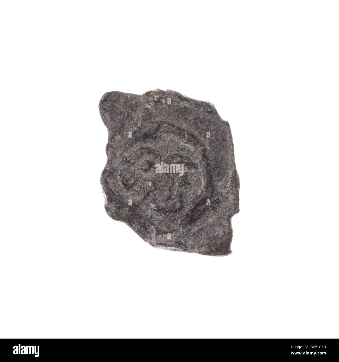 Das Drohiczy-Siegel aus dem 11. Bis 13. Jahrhundert ist ein historisches Siegel, das von Zünften und Zollbehörden verwendet wurde. Es zeigt Kreuze und menschliche Gesichtsbilder an und wurde zur Validierung offizieller Dokumente und Transaktionen verwendet. Stockfoto