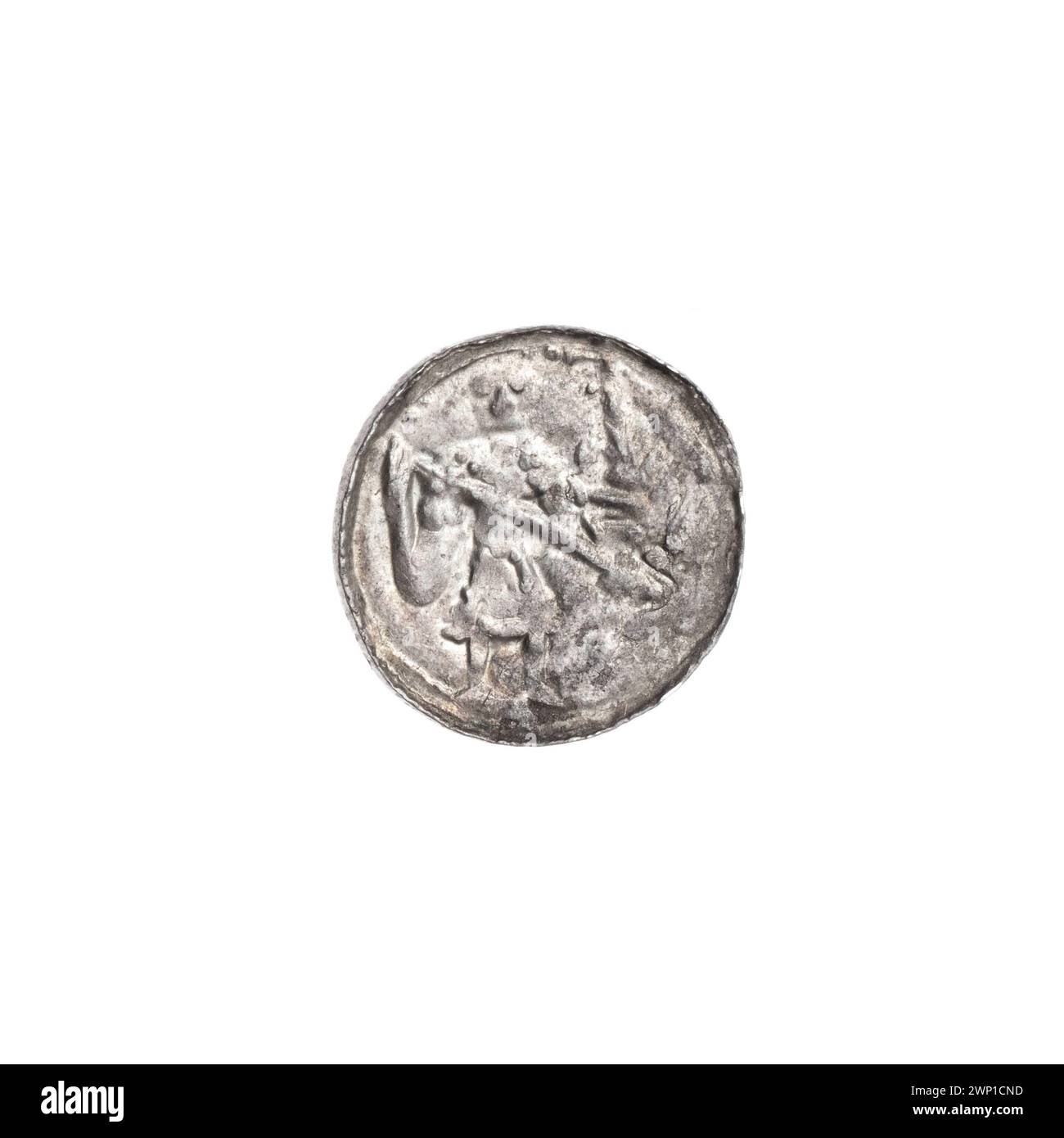 Denar; Boles Aw III Krzywousty (ksi Polish; 1107-1138); um 1125-1138 (1125-00-00-1138-00); Bolesław III Krzywousty (polnischer Prinz-1086-1138), Jastrzębowski, Stanisław (1898-1980), Jastrzębowski, Stanisław (1898-1980)-Sammlung, Wojciech (Saint-Ca. 956-997), Allegorien, Speerhöhle (Schilderemissionen), Kettenpost (iconogr.), Chaincias, gleichschenklige (iconogr.), Kreuze, Märtyrer, Mund (ikonogr.), Gesetze, Romanik (Stil), Ritter (ikonogr.), Ritter, Drache (ikonogr.), Drachen, Kampf des Guten mit dem Bösen (ikonogr.), Kampf mit Heiden (ikonogr.), Speer (ikonogr.), Speere, Mittelalter (Ära) Stockfoto