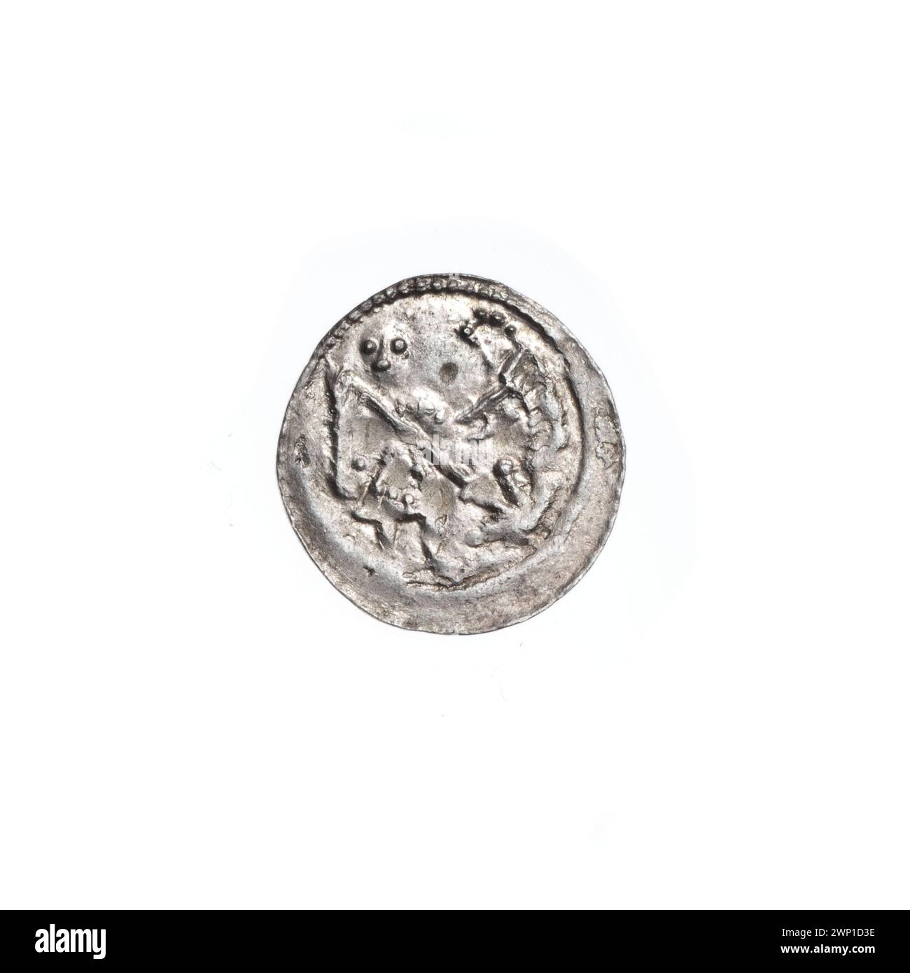 Denar; Boles Aw III Krzywousty (ksi Polish; 1107-1138); um 1125-1138 (1125-00-00-1138-00); Bolesław III Krzywousty (polnischer Prinz-1086-1138), Jastrzębowski, Stanisław (1898-1980), Jastrzębowski, Stanisław (1898-1980)-Sammlung, Wojciech (Saint-Ca. 956-997), Allegorien, Speerhöhle (Schilderemissionen), Kettenpost (iconogr.), Chaincias, gleichschenklige (iconogr.), Kreuze, Märtyrer, Mund (ikonogr.), Gesetze, Romanik (Stil), Ritter (ikonogr.), Ritter, Drache (ikonogr.), Drachen, Kampf des Guten mit dem Bösen (ikonogr.), Kampf mit Heiden (ikonogr.), Speer (ikonogr.), Speere, Mittelalter (Ära) Stockfoto