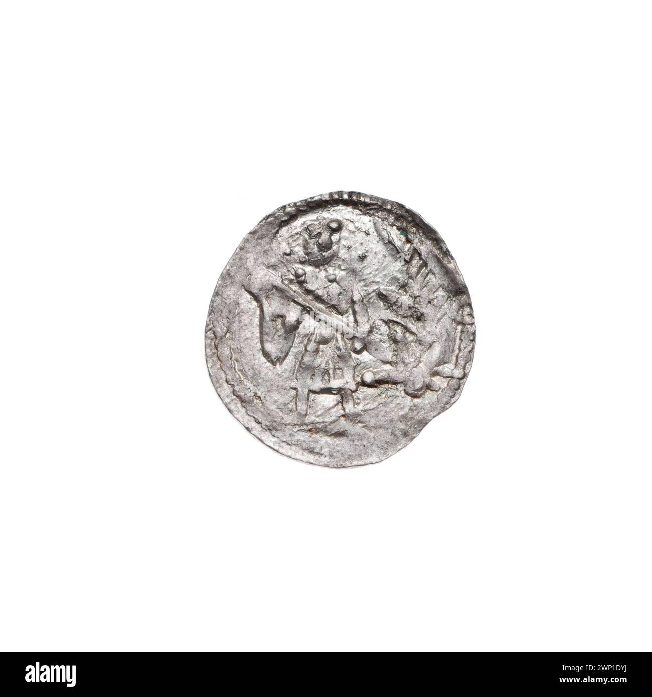 Denar; Boles Aw III Krzywousty (ksi Polish; 1107-1138); um 1125-1138 (1125-00-00-1138-00); Bolesław III Krzywousty (polnischer Prinz-1086-1138), Jastrzębowski, Stanisław (1898-1980), Jastrzębowski, Stanisław (1898-1980)-Sammlung, Wojciech (Saint-Ca. 956-997), Allegorien, Speerhöhle (Schilderemissionen), Kettenpost (iconogr.), Chaincias, gleichschenklige (iconogr.), Kreuze, Märtyrer, Mund (ikonogr.), Gesetze, Romanik (Stil), Ritter (ikonogr.), Ritter, Drache (ikonogr.), Drachen, Kampf des Guten mit dem Bösen (ikonogr.), Kampf mit Heiden (ikonogr.), Speer (ikonogr.), Speere, Mittelalter (Ära) Stockfoto