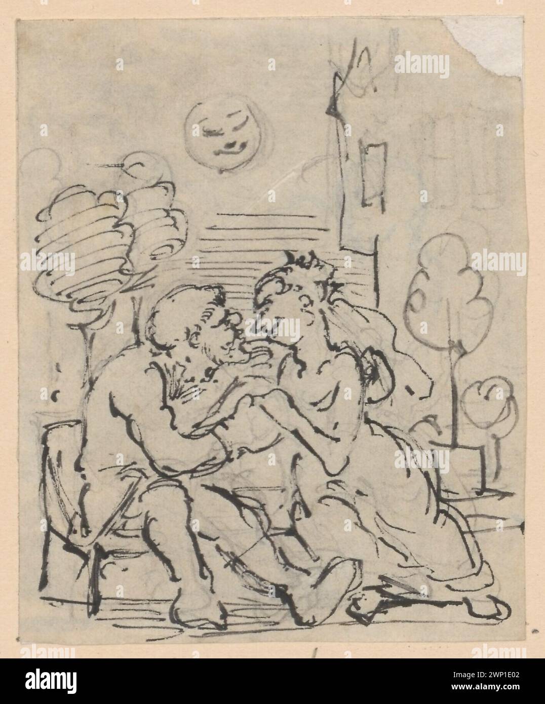 Karikatur; Scholtz, Julius (1825-1893); 1840-1893 (1844-00-00-1844-00);Schlesisches Museum der Bildenen Künste (Wrocław - 1880-1945) - Sammlung, Scholtz, Hanna (FL. CA 1912) - Geschenk, Karikaturen, Illustrationsprojekte, deutsche Zeichnungen, Balz (iconogr.) Stockfoto