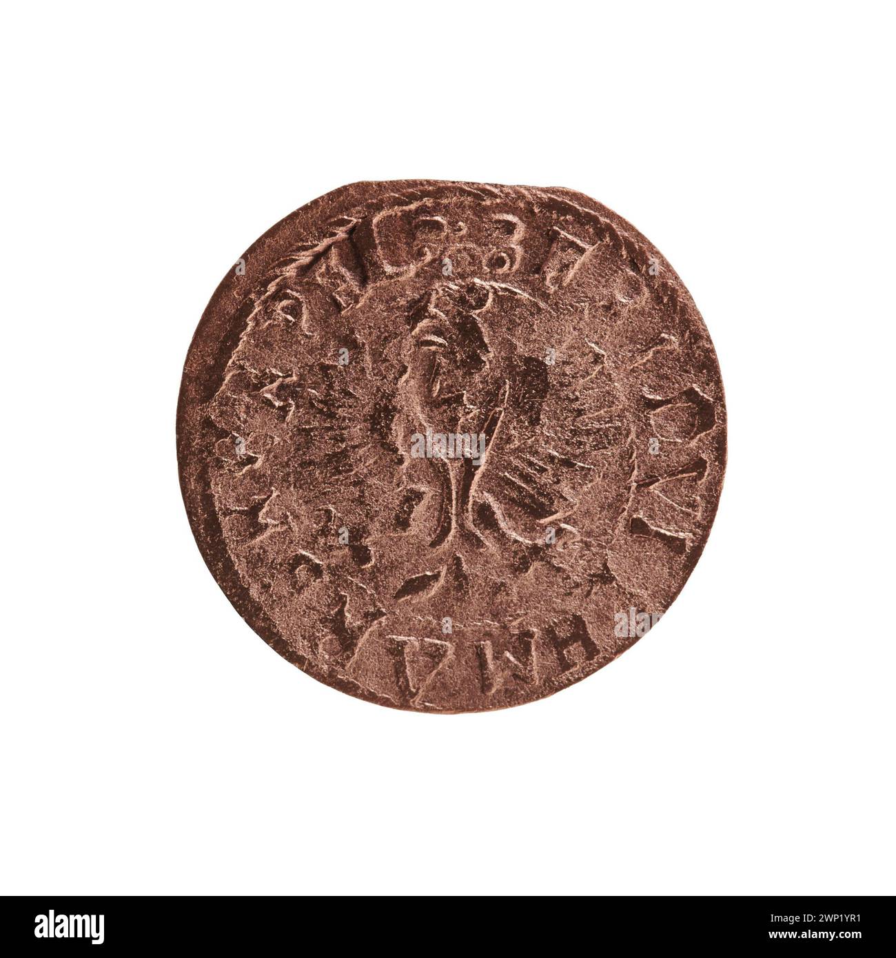 Eine Münze aus dem 16. Jahrhundert, die als „Zeitfause“ bezeichnet wird, veranschaulicht das Design und die Prägung der europäischen historischen Münze. Stockfoto