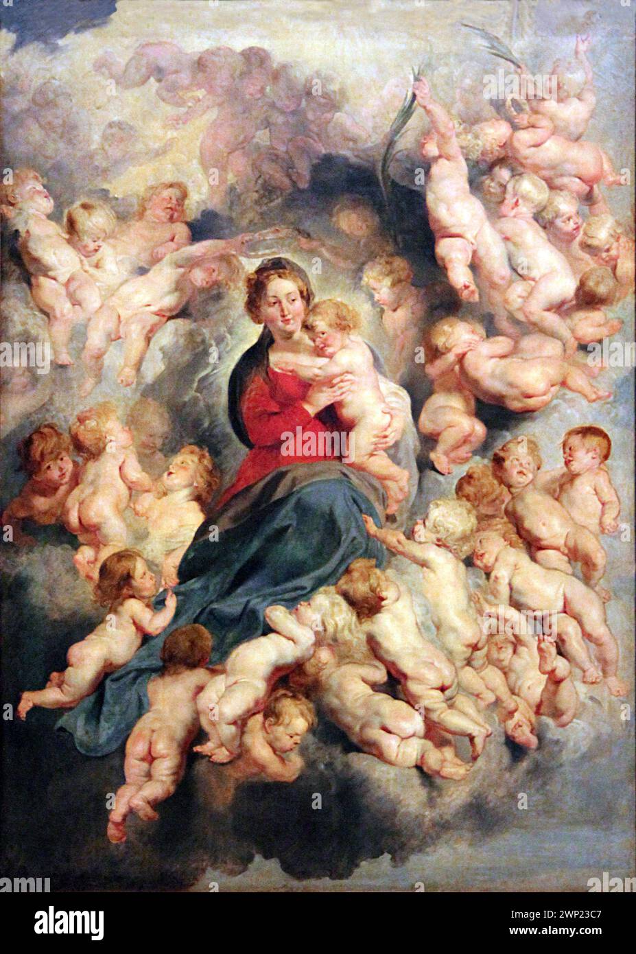 Die Jungfrau und das Kind umgeben von den Heiligen Unschuldigen (La Vierge à l'Enfant entourée des Heiligen Unschuldigen) Rubens Barockgemälde Stockfoto