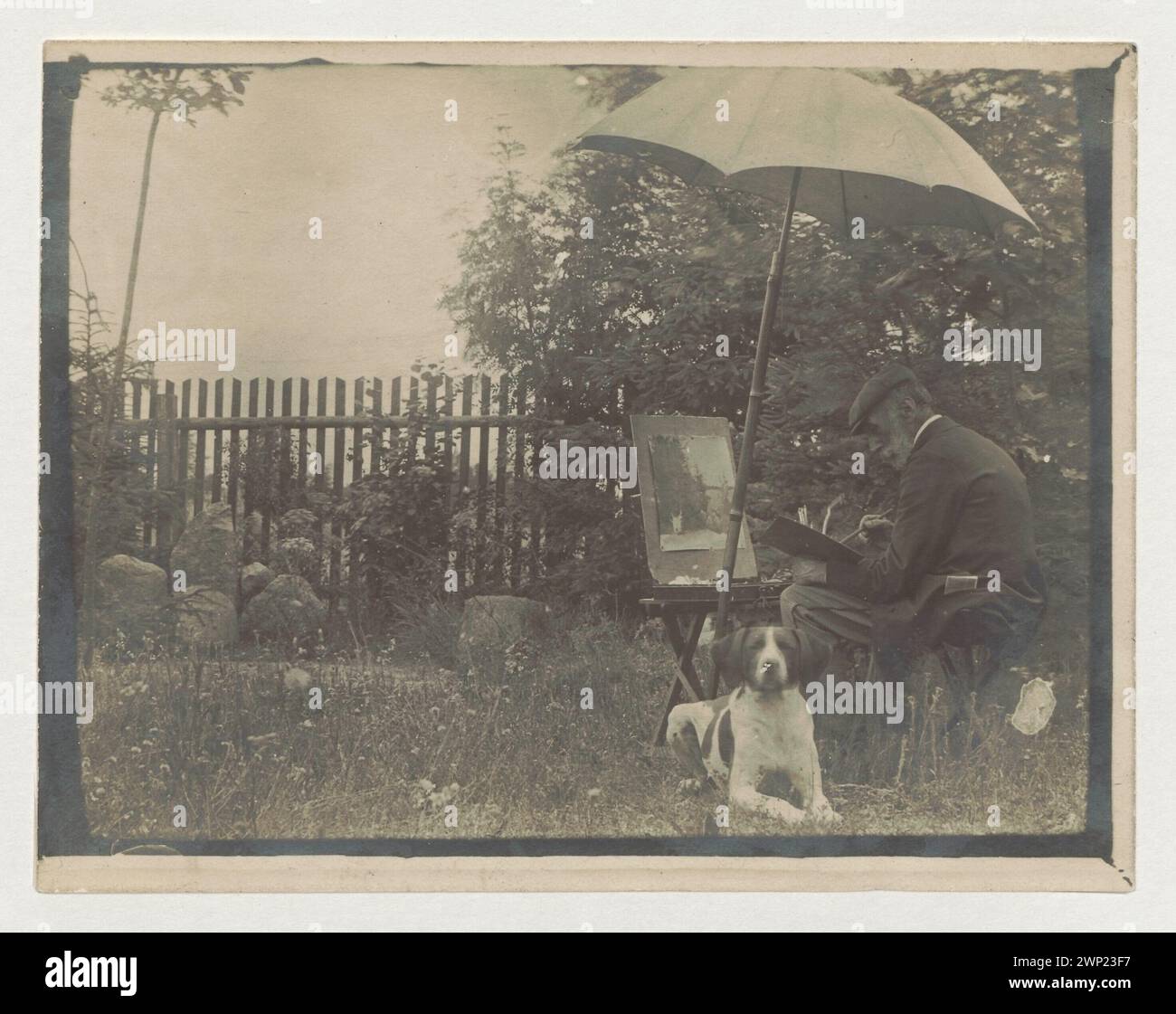 Kazimierz Alchimowicz malte im Freien [Fotografie aus der Öffentlichkeit nach der Kunst]; um 1900 1915 (1890-00-00-1916-00-00); Stockfoto