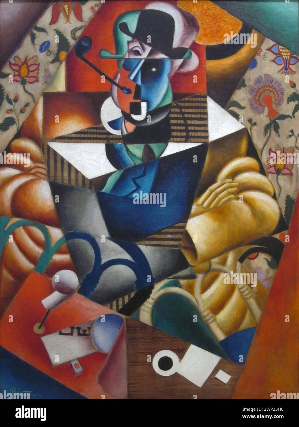 Jean Metzinger, ca. 1913, Le fumeur (Mann mit Pfeife), Öl auf Leinwand, 129,7 x 96,68 cm, Carnegie Museum of Art, Pittsburgh, Pennsylvania. Ausgestellt im Salon des Indépendants 1914 in Paris Stockfoto