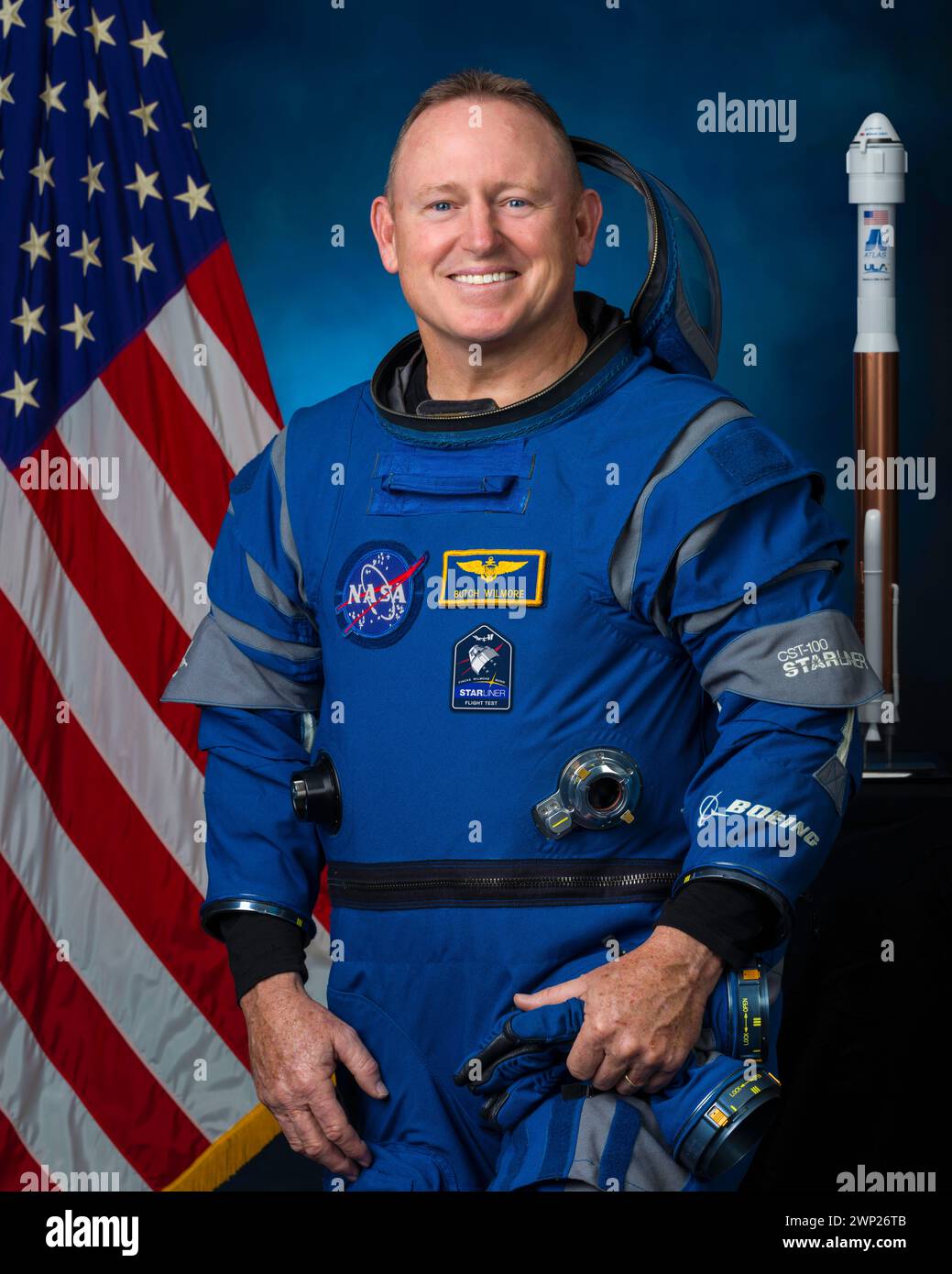 JOHNSON SPACE CENTER, HOUSTON, TEXAS, USA - 03. Dezember 2020 - Offizielles Porträt des Boeing-Astronauten Barry E. Wilmore in einem Studio am Johnson Space CEN Stockfoto