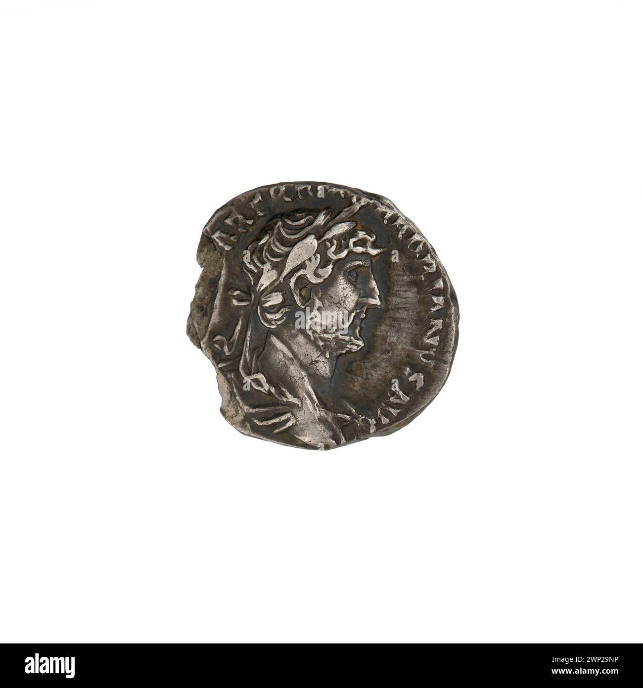 Denar; Hadrian (76-138; römischer Kaiser 117-138); 119-122 (119-00-00-122-00); Hadrian (römischer Kaiser 76-138) – Ikonographie, libertas (Personifizierung), Zepter, Zweige Stockfoto