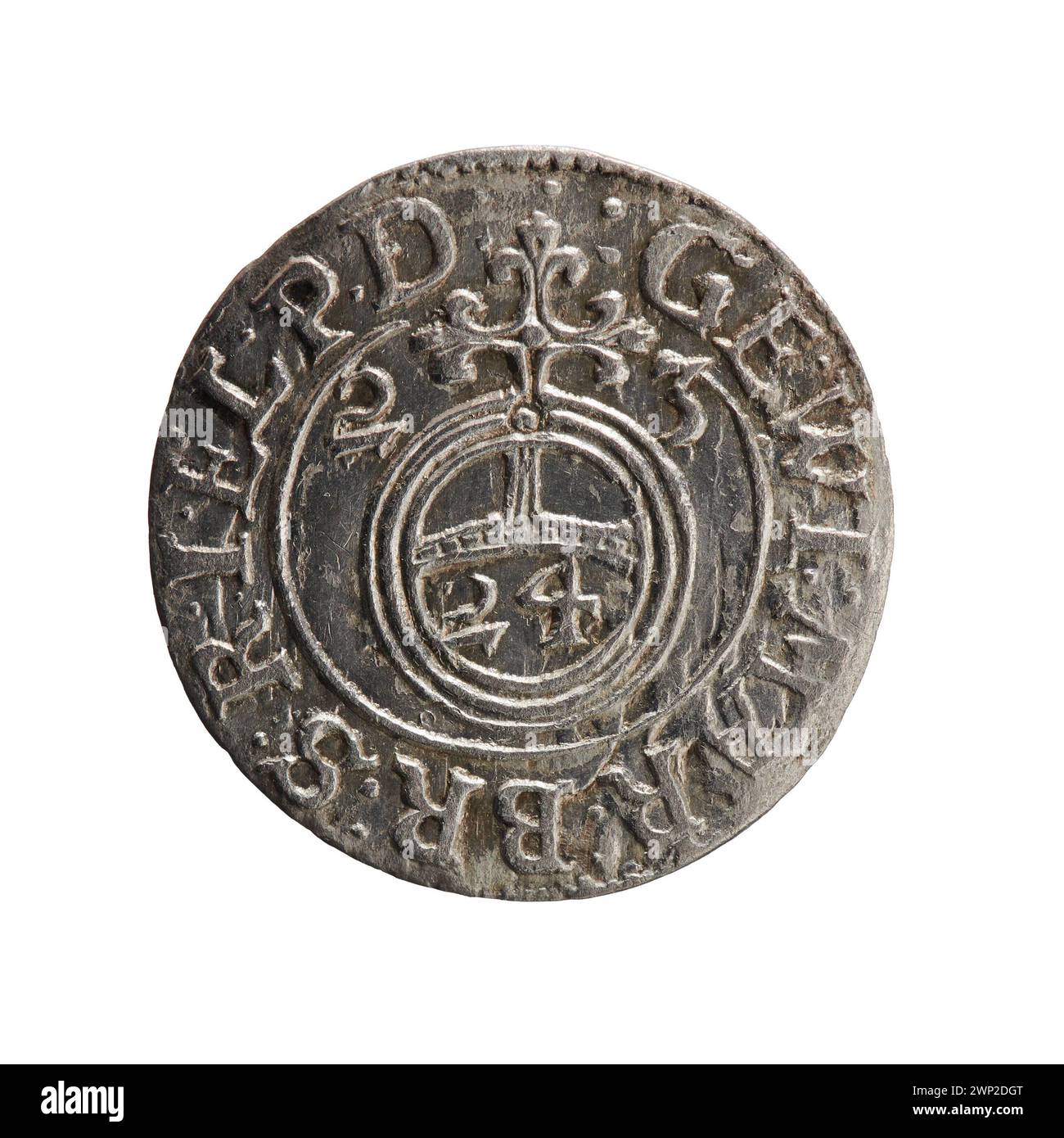 „For a Track“ von Ernest Pfahler, komponiert 1623, repräsentiert barocke musikalische Struktur und Instrumentierung aus Europa des frühen 17. Jahrhunderts. Stockfoto