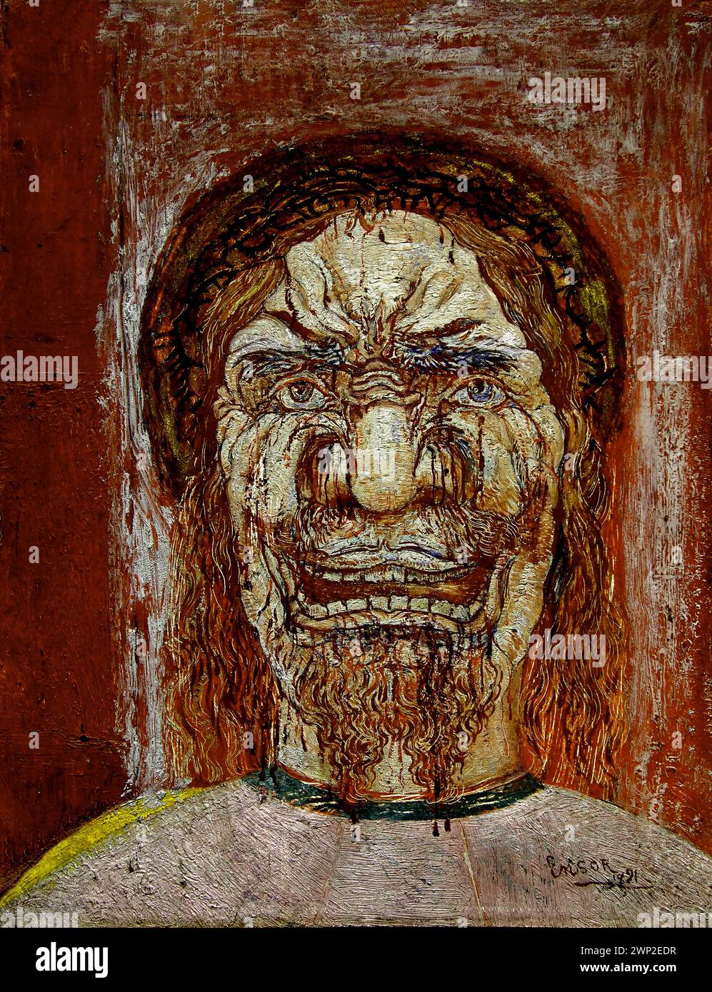 Man of Sorrows 1891 von James Ensor 1860-1949 Königliches Museum der Schönen Künste, Antwerpen, Belgien, Belgien. Stockfoto