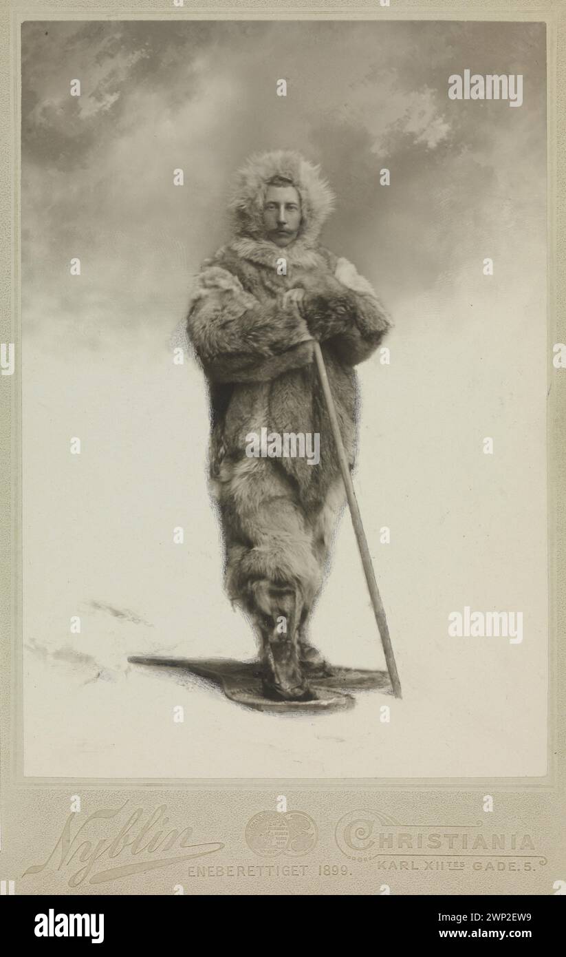 Porträt des Polarforschers Roald Amundsen in Polar Gear, Carte de Visite um die 1900er Jahre Stockfoto