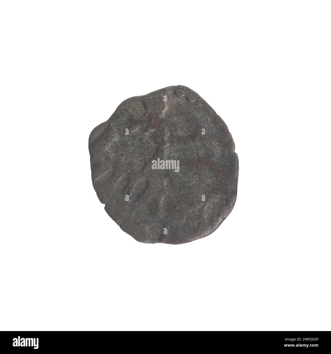 Denarmünze aus Polen, geprägt von König Władysław II. Jagiełło zwischen 1386 und 1434, verwendet im mittelalterlichen Handel und in der Schatzkammer. Stockfoto