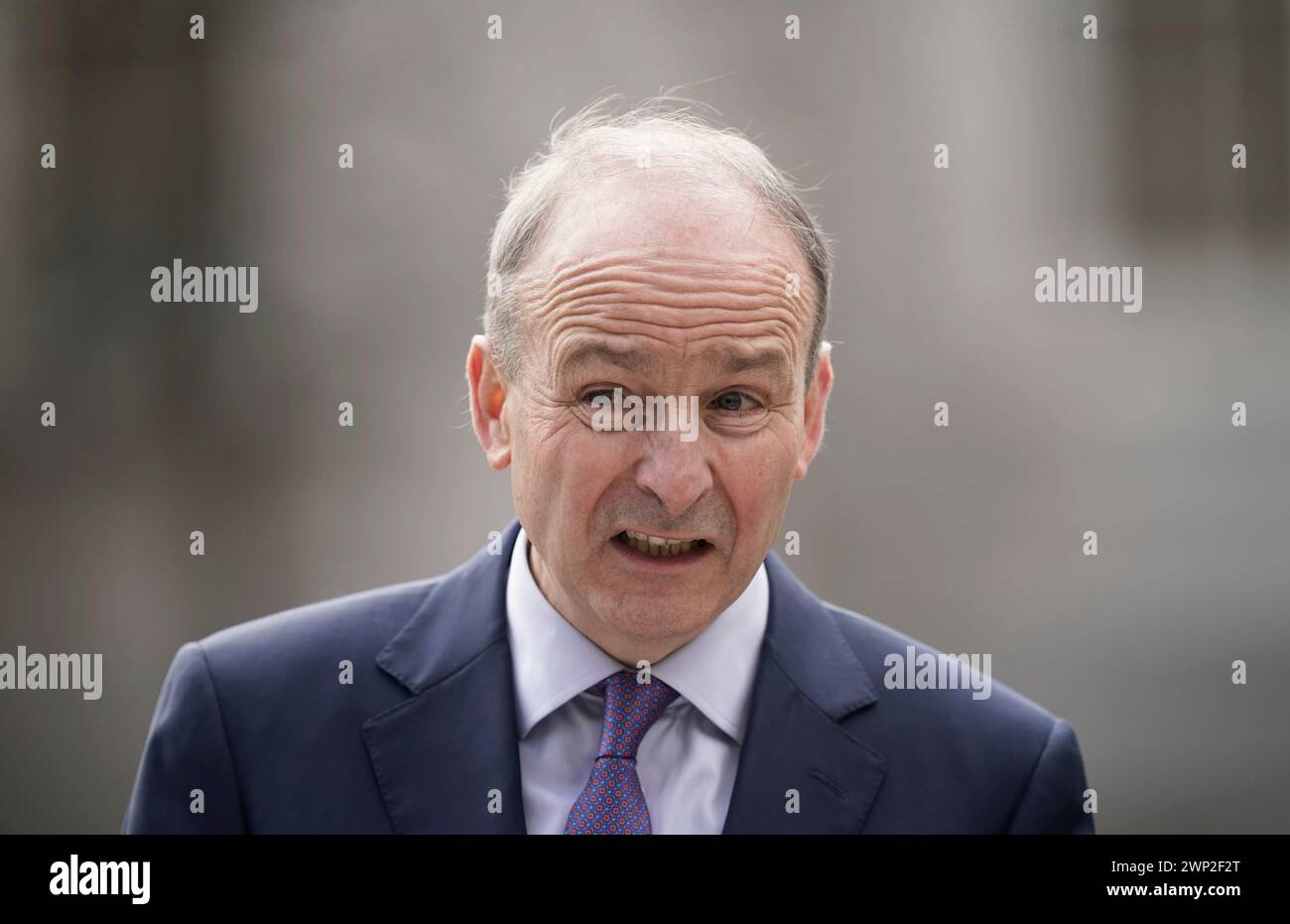 Tanaiste Micheal Martin spricht während einer Pressekonferenz im Department of Taoiseach in Dublin vor den Medien. Bilddatum: Dienstag, 5. März 2024. Stockfoto
