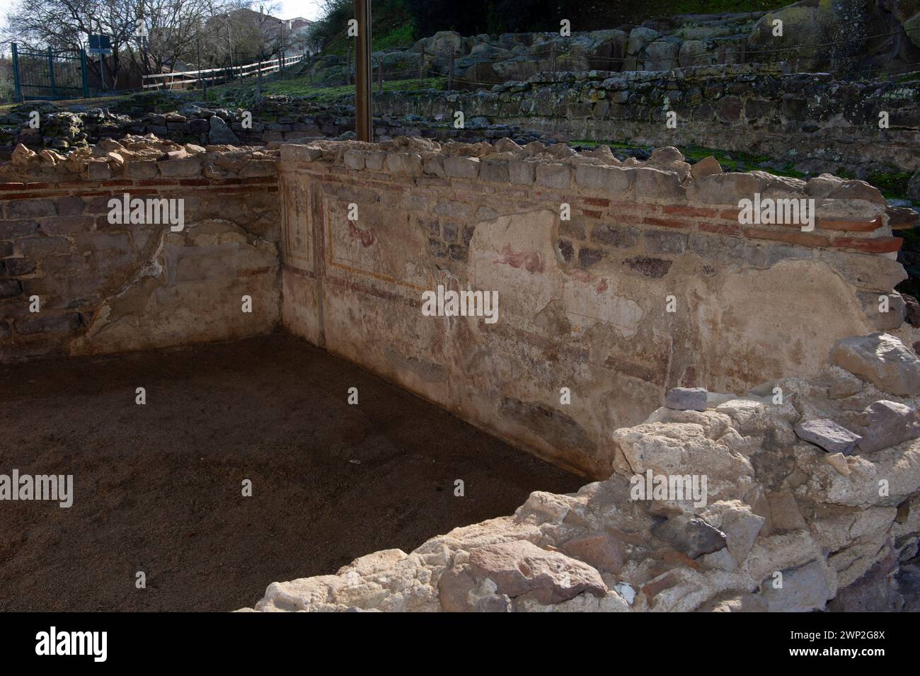 16. Januar 2024 - Italien, Sardinien, Provinz Oristano, Fordongianus, Römische Bäder (1. Jahrhundert), Warmwasserquelle (54 °C) Stockfoto