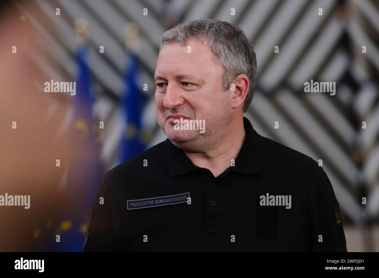 Brüssel, Belgien März 2024. Pressemitteilung von Andriy KOSTIN, Generalstaatsanwalt der Ukraine am 5. März 2023 in Brüssel, Belgien. Quelle: ALEXANDROS MICHAILIDIS/Alamy Live News Stockfoto