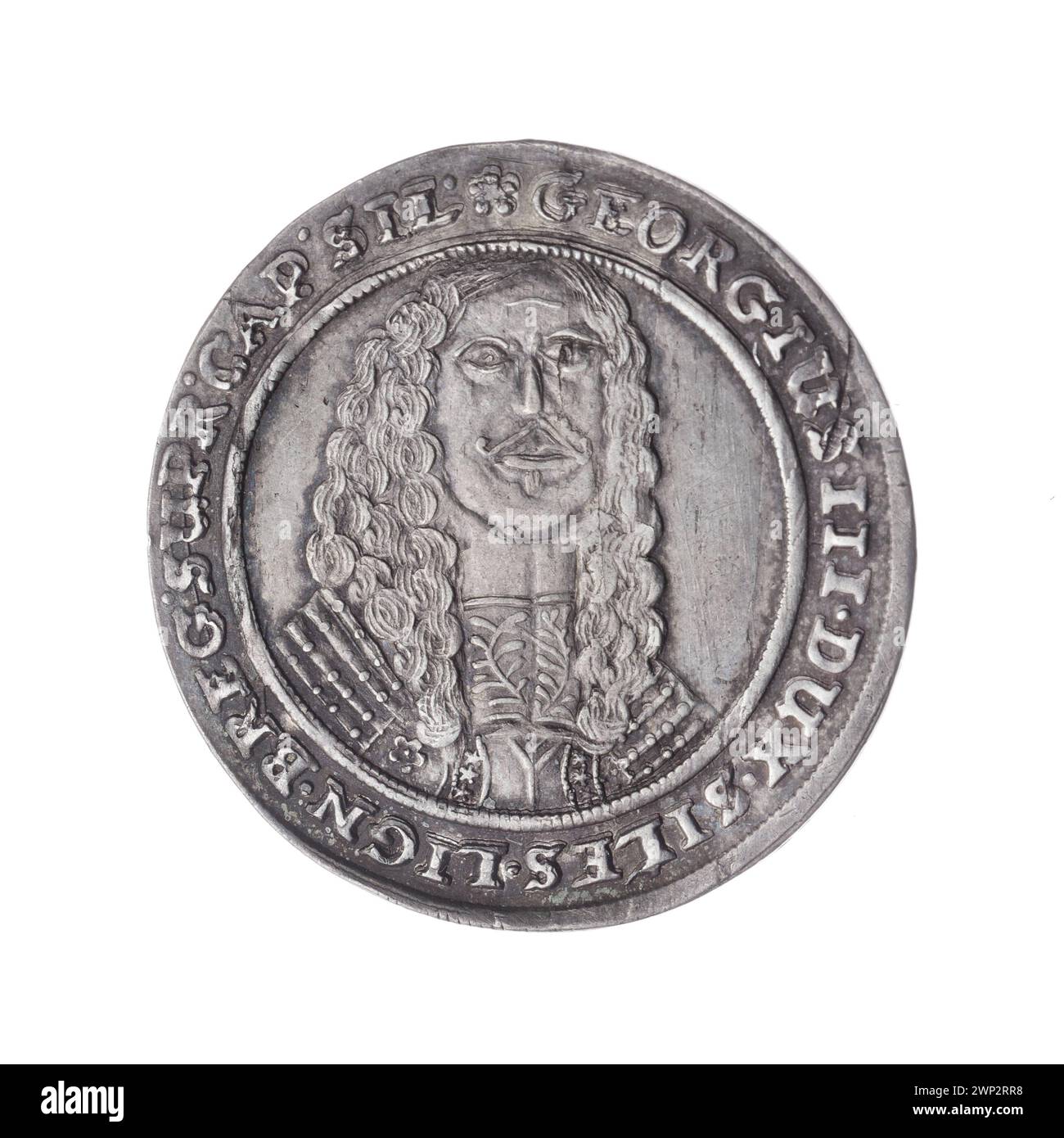1/8 des Indizientaltalers für Jerzy III. Brzeskis Buch; Jerzy III. (Ksi Brzesko-Legnicka-Wośowski; 1611-1664); 1664 (1664-00-00-1664-00-00);Jerzy III (Fürst von Brest und Legnica - 1611-1664), Jerzy III (Fürsten von Brest und Legnica - 1611-1664) - Ikonographie, Piastów (Familie), R4 (Seltenheit), Geschenk (Provenienz), Herzogtum Legnica und Brzeg (Wappen) , posthume Münze, gelegentliche Münzen, Inschriften, gelegentliche Inschriften, Verbote, Männerstangen, Männerbarren in Rüstung, Herrscherbüsten, Büsten des Herrschers von en face, Büsten des Herrschers in Rüstung, Porträts, Männerporträts, Männerporträts en f Stockfoto